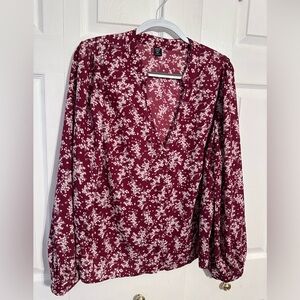 SHEIN flower blouse, red and cream color New condition